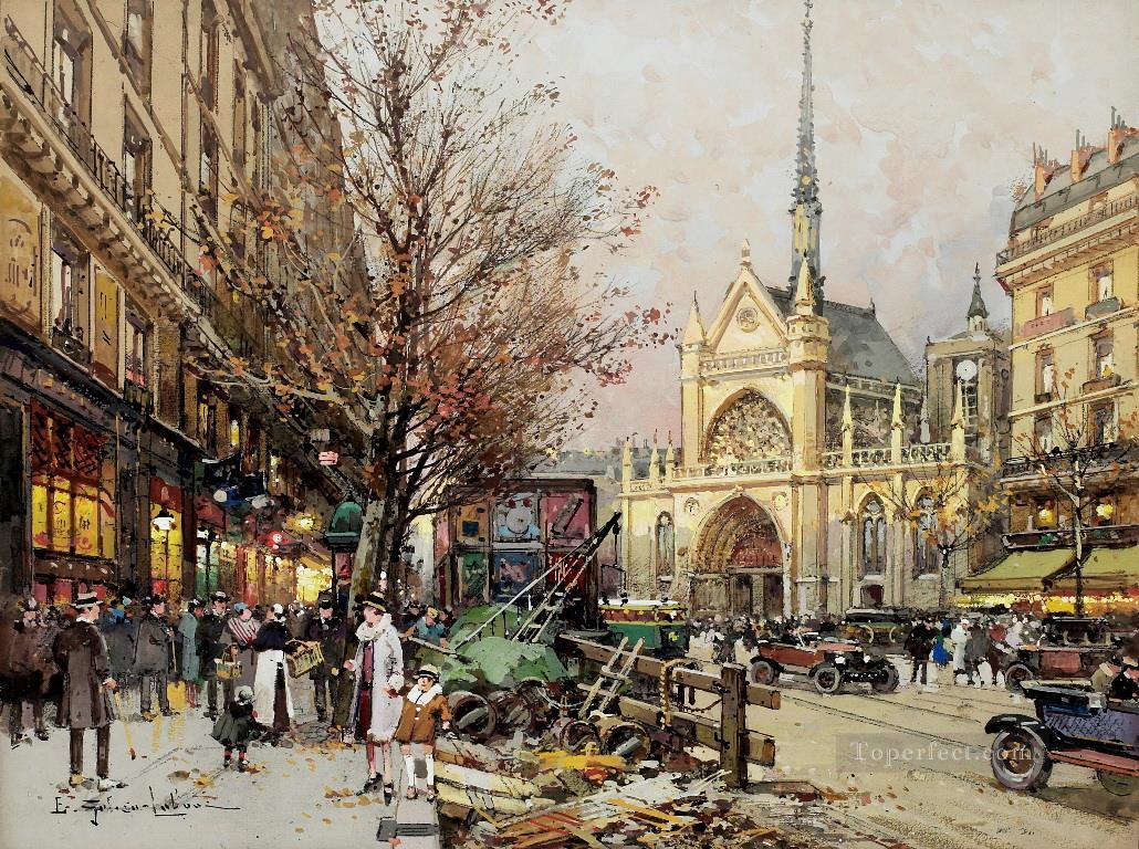 Late Afternoon Boulevard de Magenta Eugene Galien Parisian Oil Paintings